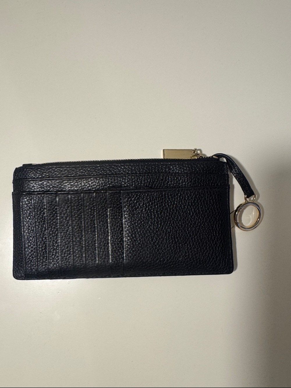 Michael Kors Black Pebbled Leather Zip Card Wallet with Gold Hardware - Picture 2 of 7